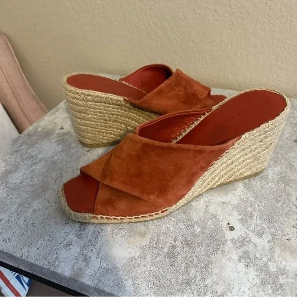 Vince Gaelan Wedge Espadrille Sandal Red Clay Sz 9.5M Retail $350